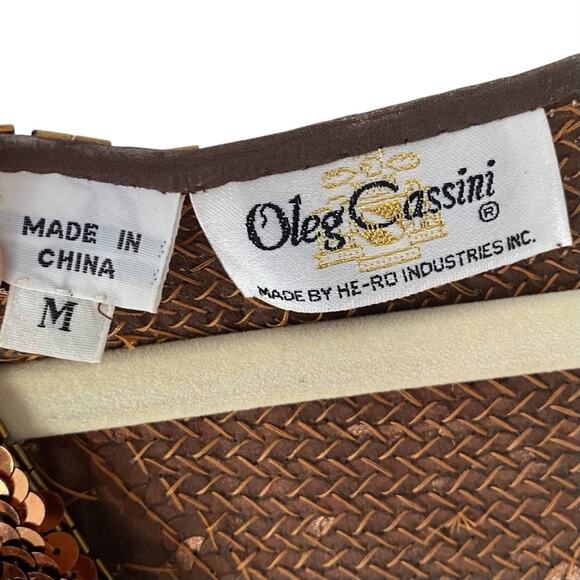 Vintage Oleg Cassini Copper Sequin Embellished Top Size medium Circles - Picture 4 of 8